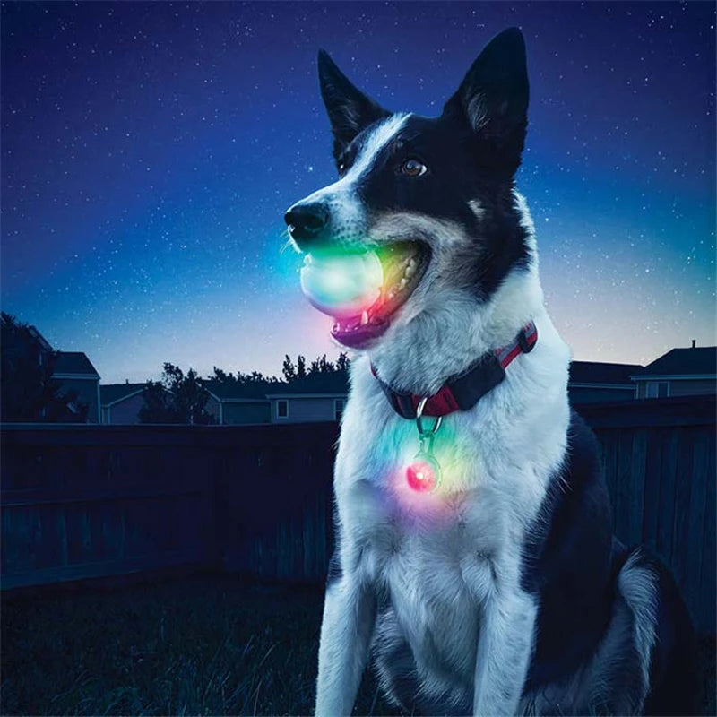 Funny Pet Bite Ball Toys LED Glowing Ball Dog Training Toys Nighttime Playing Interactive Toys For Puppy Pet Anti-lost Balls