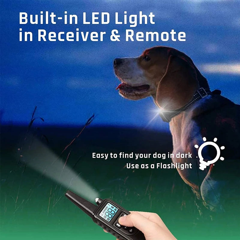 800M Remote Control Electric Anti Barking Training Dog Collar Rechargeable Waterproof Control Collar for Dogs Training Equipment