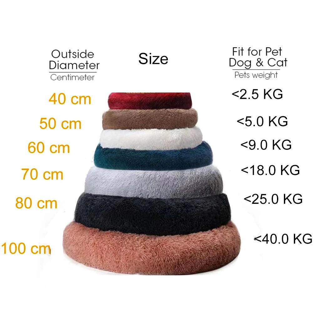 Donut Dog Bed Plush Basket Pets Accessories Round Pet Small Fluffy Medium Cushion Sofa Washable Warm Large Dogs Beds Mat Puppy