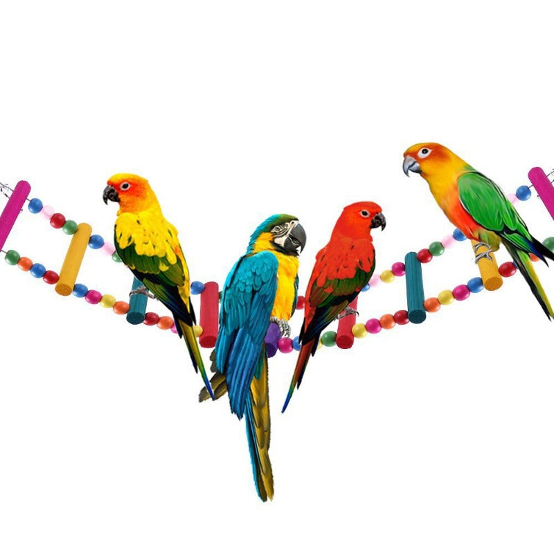 Bird Toys Set Swing Chewing Training Toys Small Parrot Hanging Hammock Parrot Cage Bell Perch Toys with Ladder Pet Supplies 1pc