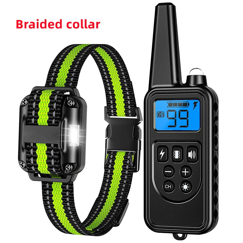800M Remote Control Electric Anti Barking Training Dog Collar Rechargeable Waterproof Control Collar for Dogs Training Equipment