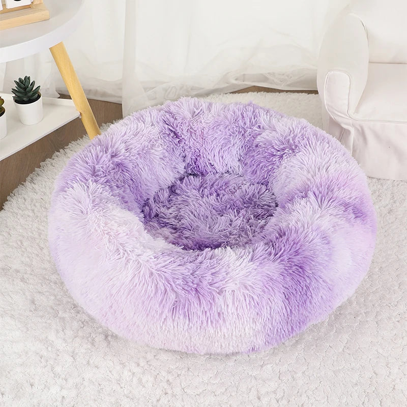 Donut Dog Bed Plush Basket Pets Accessories Round Pet Small Fluffy Medium Cushion Sofa Washable Warm Large Dogs Beds Mat Puppy