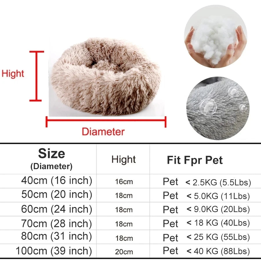 Donut Dog Bed Plush Basket Pets Accessories Round Pet Small Fluffy Medium Cushion Sofa Washable Warm Large Dogs Beds Mat Puppy