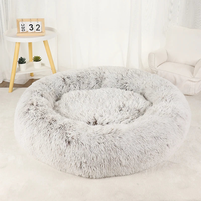 Donut Dog Bed Plush Basket Pets Accessories Round Pet Small Fluffy Medium Cushion Sofa Washable Warm Large Dogs Beds Mat Puppy