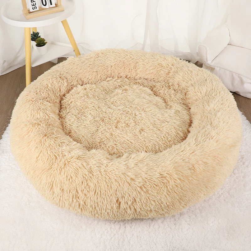 Donut Dog Bed Plush Basket Pets Accessories Round Pet Small Fluffy Medium Cushion Sofa Washable Warm Large Dogs Beds Mat Puppy