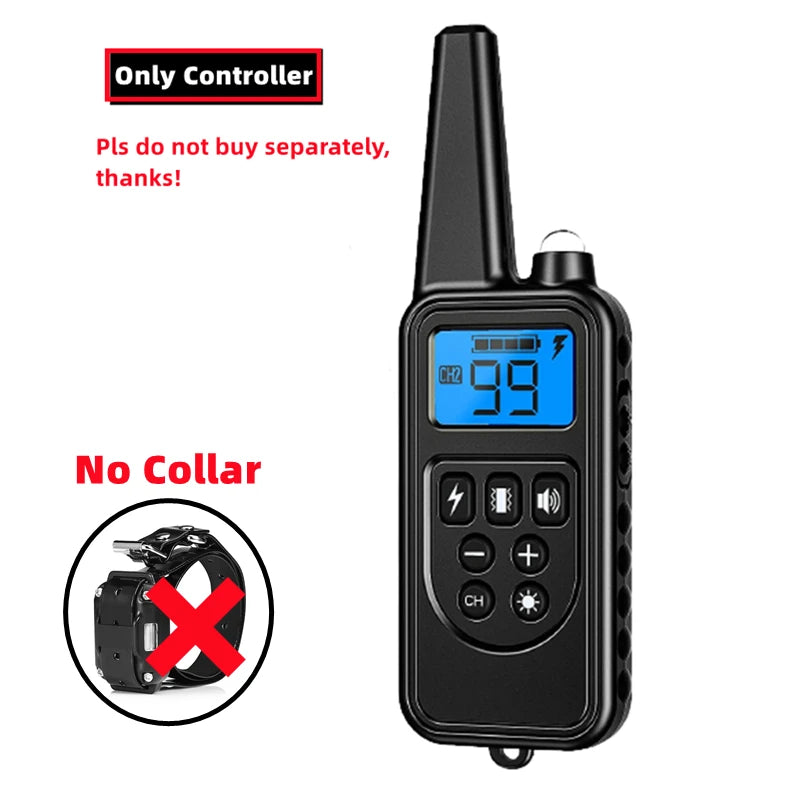 800M Remote Control Electric Anti Barking Training Dog Collar Rechargeable Waterproof Control Collar for Dogs Training Equipment