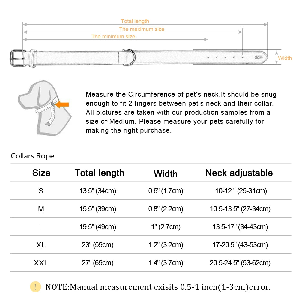 Large Dog Collar Soft Padded Dog Collars Durable Real Leather Pet Necklace Collar for Big Dogs Rottweiler Labrador Pitbull