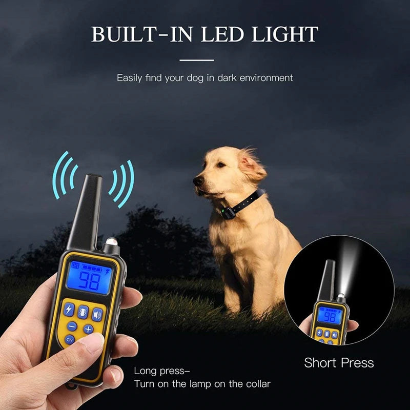 800M Remote Control Electric Anti Barking Training Dog Collar Rechargeable Waterproof Control Collar for Dogs Training Equipment