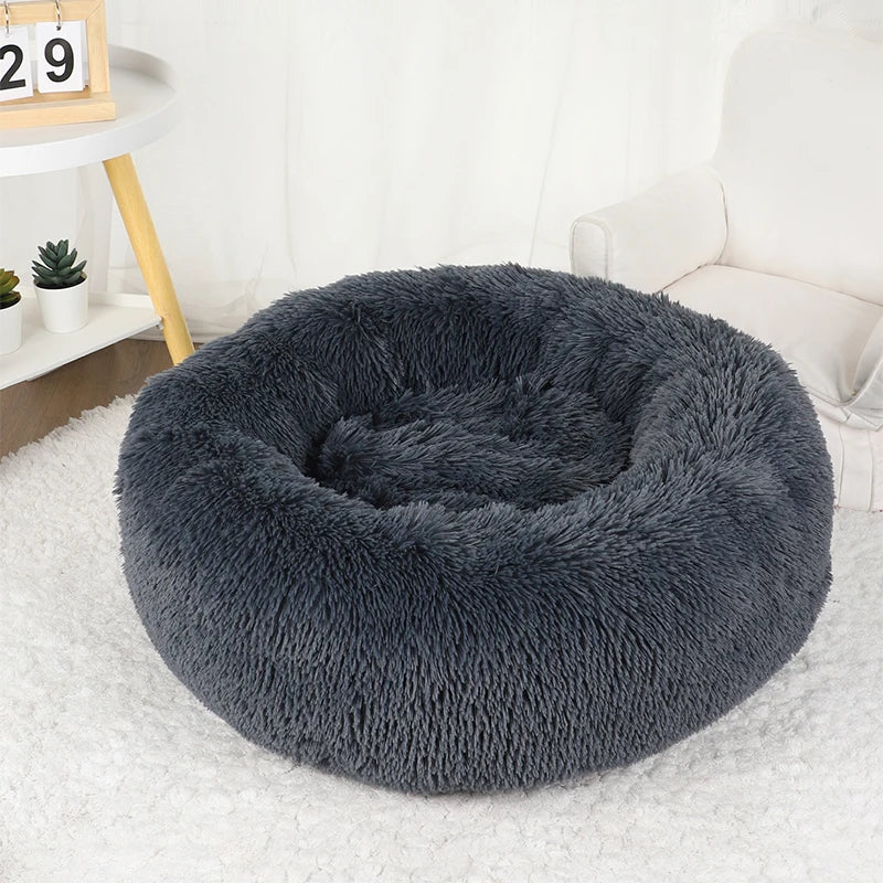 Donut Dog Bed Plush Basket Pets Accessories Round Pet Small Fluffy Medium Cushion Sofa Washable Warm Large Dogs Beds Mat Puppy