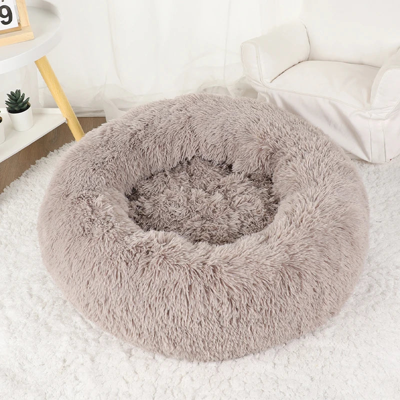 Donut Dog Bed Plush Basket Pets Accessories Round Pet Small Fluffy Medium Cushion Sofa Washable Warm Large Dogs Beds Mat Puppy