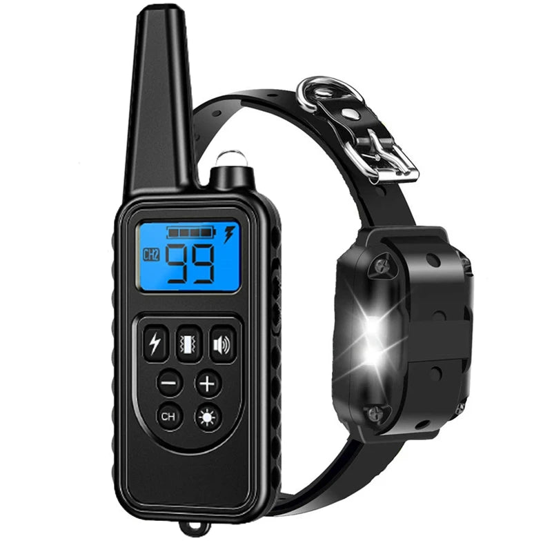 800M Remote Control Electric Anti Barking Training Dog Collar Rechargeable Waterproof Control Collar for Dogs Training Equipment