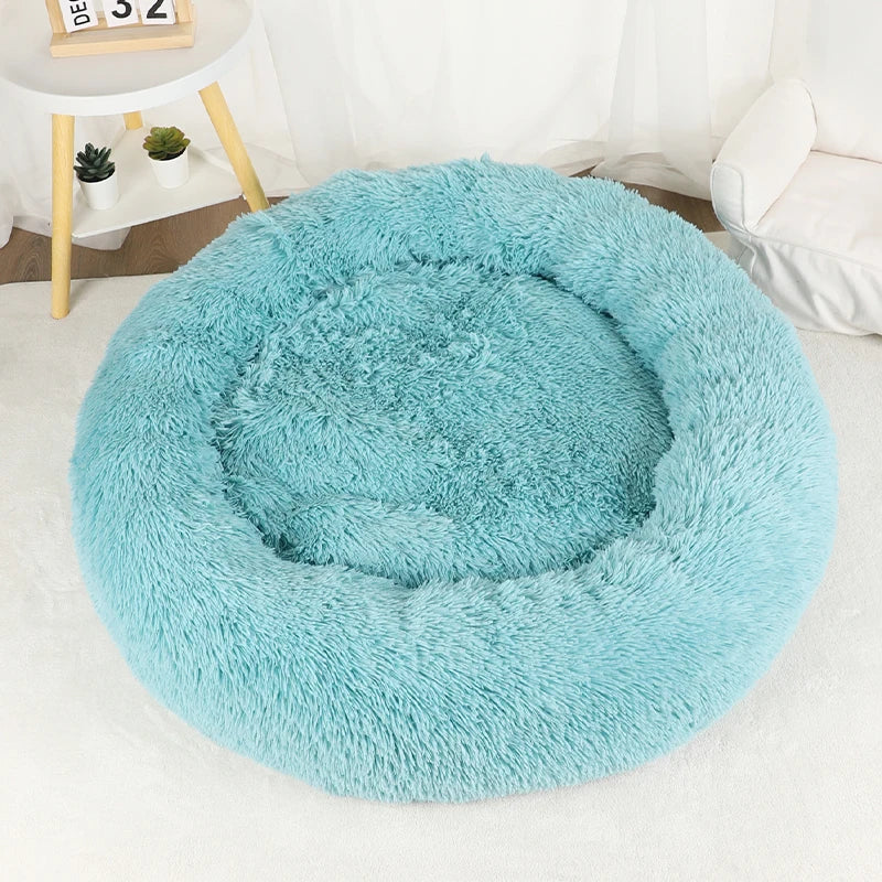 Donut Dog Bed Plush Basket Pets Accessories Round Pet Small Fluffy Medium Cushion Sofa Washable Warm Large Dogs Beds Mat Puppy