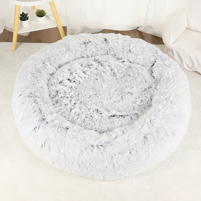 Donut Dog Bed Plush Basket Pets Accessories Round Pet Small Fluffy Medium Cushion Sofa Washable Warm Large Dogs Beds Mat Puppy